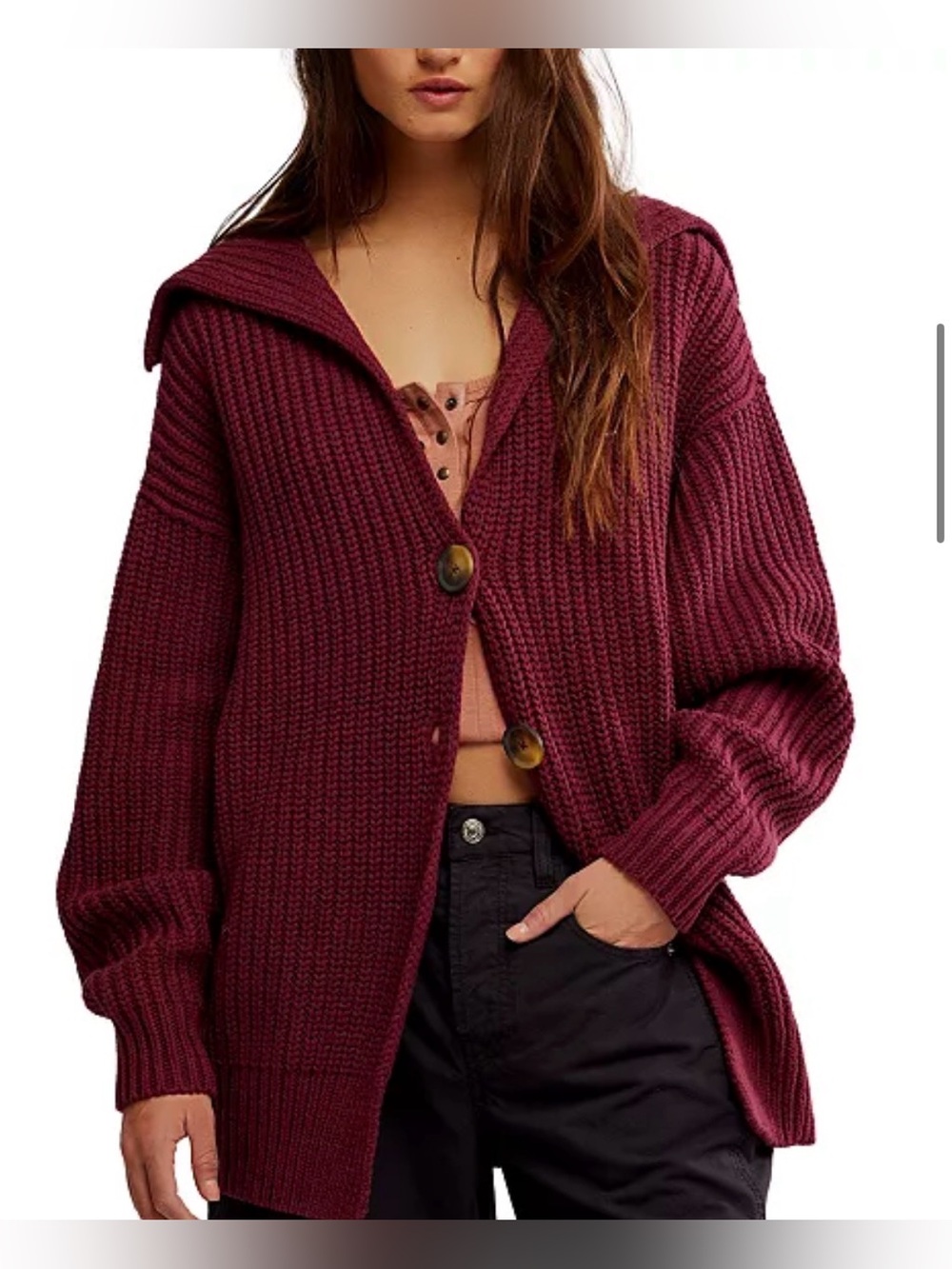 Free People Swim Too Deep Long Sleeve Cardi Sweater